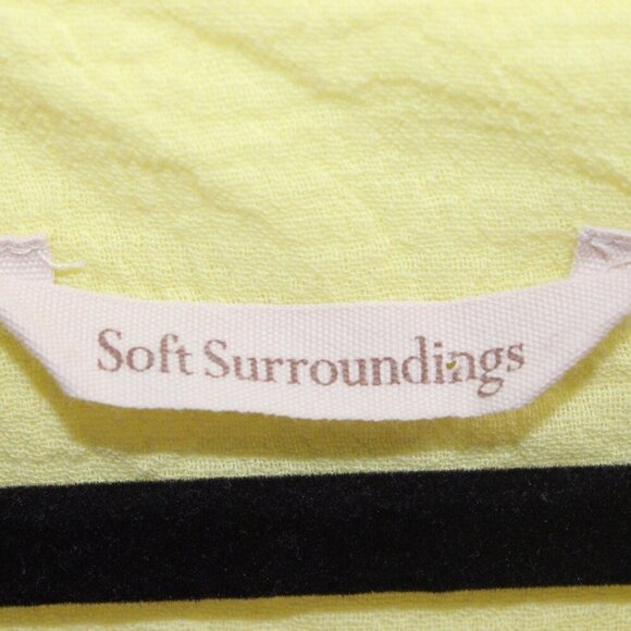 Soft Surroundings Size Medium Yellow Scoop Neck Scallop Trim Half Sleeve Blouse - Picture 2 of 3